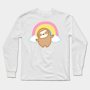 Cute Rainbow Sloth Long Sleeve T-Shirt